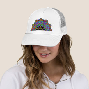 Handgemälde Mandala Uhr Gesicht 24 Truckerkappe