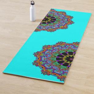 Handgemälde Mandala Uhr Gesicht 24 Yogamatte