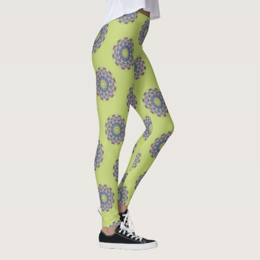 Handgemälde Mandala Uhr Gesicht 2 Leggings (Rechts)