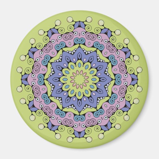 Handgemälde Mandala Uhr Gesicht 2 Magnet (Vorne)