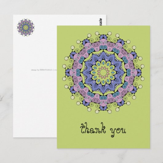 Handgemälde Mandala Uhr Gesicht 2 Postkarte (Vorne/Hinten)