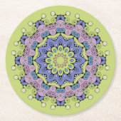 Handgemälde Mandala Uhr Gesicht 2 Runder Pappuntersetzer (Vorderseite)