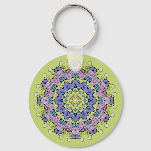 Handgemälde Mandala Uhr Gesicht 2 Schlüsselanhänger (Vorderseite)