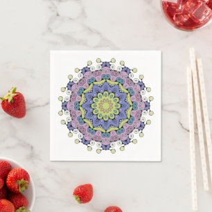 Handgemälde Mandala Uhr Gesicht 2 Serviette