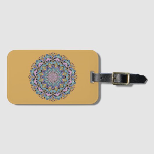 Handgemälde Mandala Uhr Gesicht 3 Gepäckanhänger (Vorderseite (Horizontal))