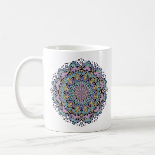 Handgemälde Mandala Uhr Gesicht 3 Kaffeetasse (Links)