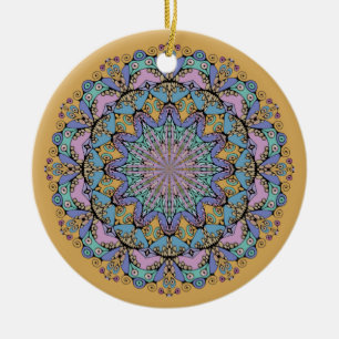 Handgemälde Mandala Uhr Gesicht 3 Keramik Ornament