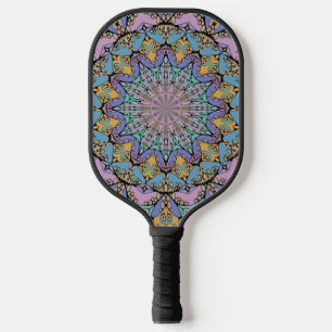 Handgemälde Mandala Uhr Gesicht 3 Pickleball Schläger