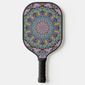 Handgemälde Mandala Uhr Gesicht 3 Pickleball Schläger (Rückseite)