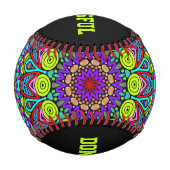 Handgemälde Mandala Uhrengesicht 4 Baseball (Vorderseite)