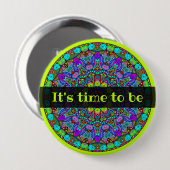 Handgemälde Mandala Uhrengesicht 4 Button (Vorne & Hinten)