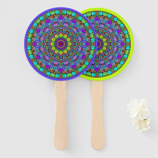 Handgemälde Mandala Uhrengesicht 4 Fächer (Vorne und Hinten)