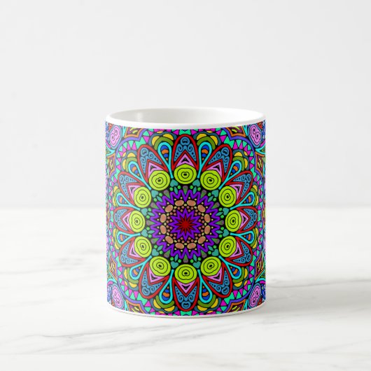 Handgemälde Mandala Uhrengesicht 4 Kaffeetasse (Mittel)