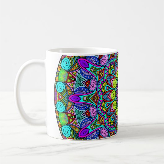 Handgemälde Mandala Uhrengesicht 4 Kaffeetasse (Links)