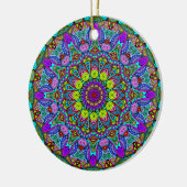 Handgemälde Mandala Uhrengesicht 4 Keramik Ornament (Links)