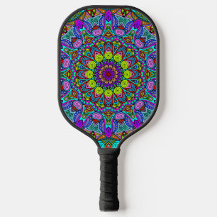 Handgemälde Mandala Uhrengesicht 4 Pickleball Schläger