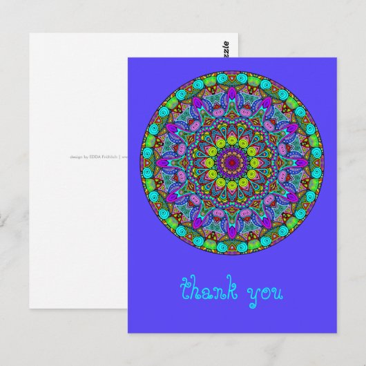 Handgemälde Mandala Uhrengesicht 4 Postkarte (Vorne/Hinten)