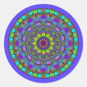 Handgemälde Mandala Uhrengesicht 4 Runder Aufkleber