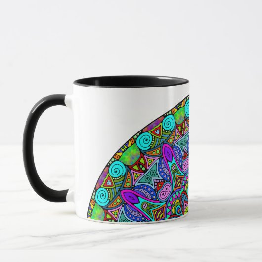 Handgemälde Mandala Uhrengesicht 4 Tasse (Links)