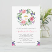 Handgemälde| Trendy Watercolor Taufe Einladung (Stehend Vorderseite)