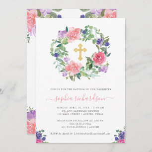 Handgemälde Trendy Watercolor Taufe Einladung