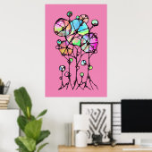 Handgemalt - Abstrakte Baumgruppe 3 Poster (Heimbüro)