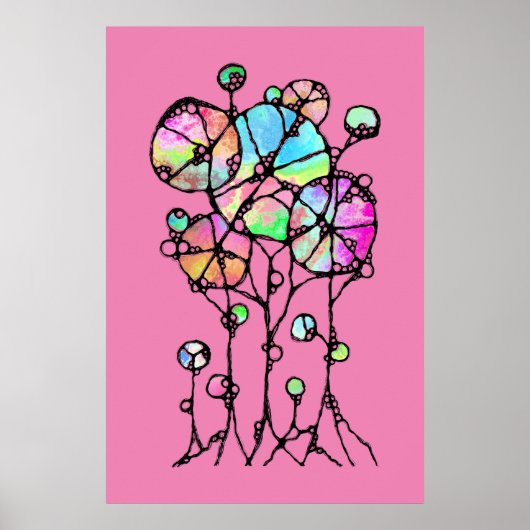 Handgemalt - Abstrakte Baumgruppe 3 Poster (Vorne)