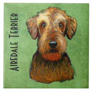 Handgemalt Airedale Terrier Fliese