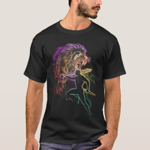 Handgemalt: Androcles & Lion Battle Black Leinwand T-Shirt