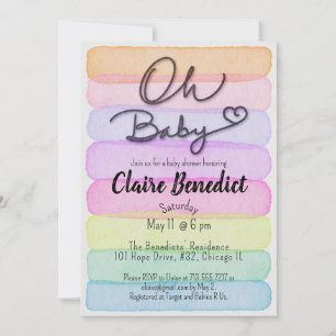 Handgemalt, Aquarell, einzigartige Babyparty Einladung
