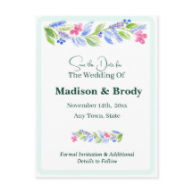 Handgemalt Aquarellfarbenes, florales Save the Dat