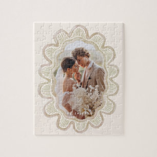 Handgemalt beige geschmiedete ovale Fotos Puzzle