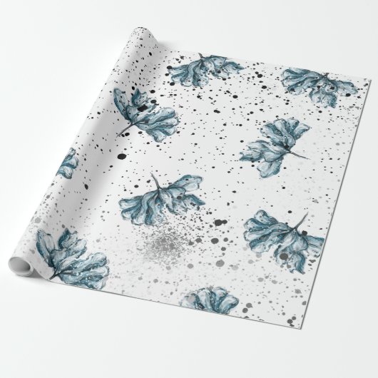 Handgemalt Blau Geschenkpapier (Ungerollt)
