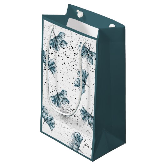 Handgemalt Blau Kleine Geschenktüte (Vorderseite Schrägansicht)