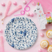 Handgemalt Blau & Weiß Chinoiserie Blumenstil Pappteller (Party)