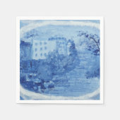 Handgemalt blaues Willow Toile Papier Serviette (Vorderseite)