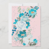 Handgemalt Blaurosa Brautparty Einladung (Rückseite)