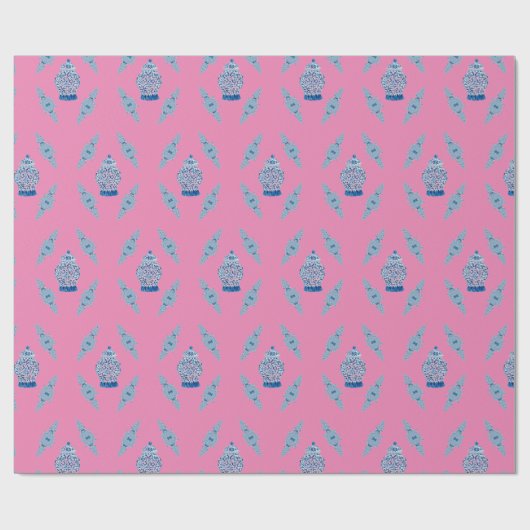 Handgemalt Blue Ginger Jar Wrapping Paper Geschenkpapier (Flach)