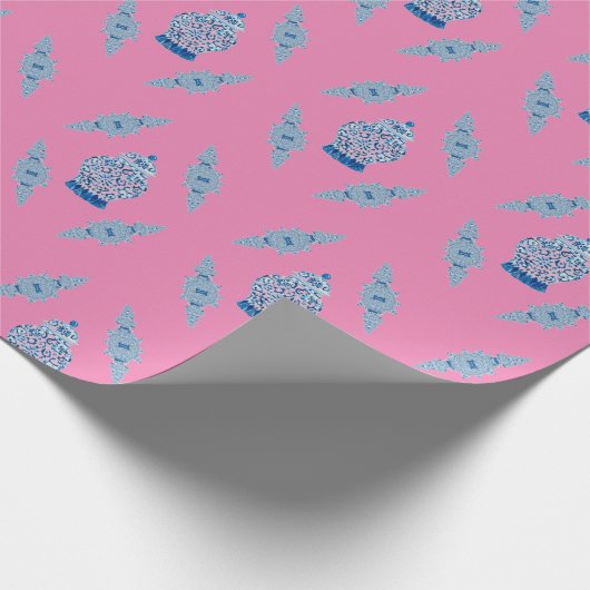 Handgemalt Blue Ginger Jar Wrapping Paper Geschenkpapier (Ecke)