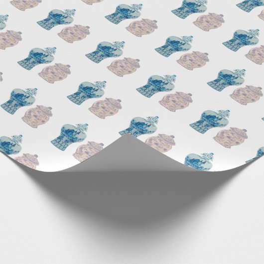 Handgemalt Blue Ginger Jar Wrapping Paper Geschenkpapier (Ecke)
