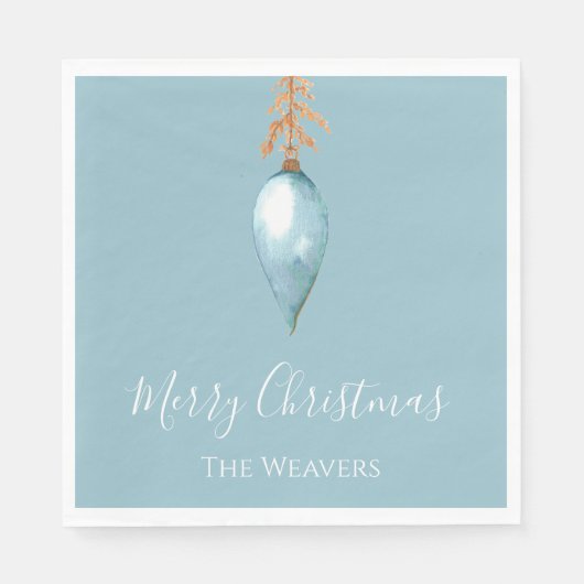 Handgemalt Blue Watercolor Custom Weihnachten Serviette (Vorderseite)