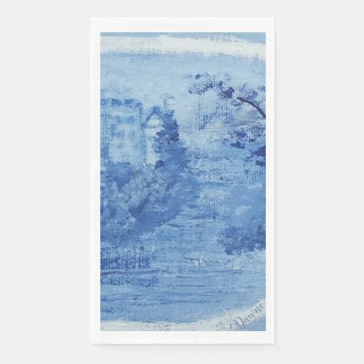 Handgemalt Blue Willow Toile Gast Serviette (Vorderseite)