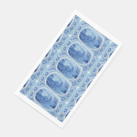 Handgemalt Blue Willow Toile Paper Guest Serviette (Ecke)