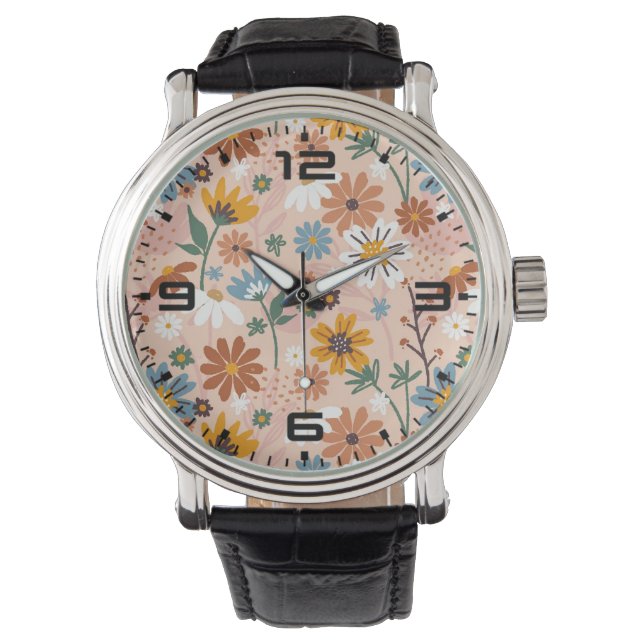 Handgemalt Blumenmuster-23136 Armbanduhr (Vorderseite)