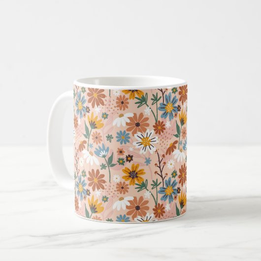 Handgemalt Blumenmuster-23136 Kaffeetasse (Vorderseite Links)