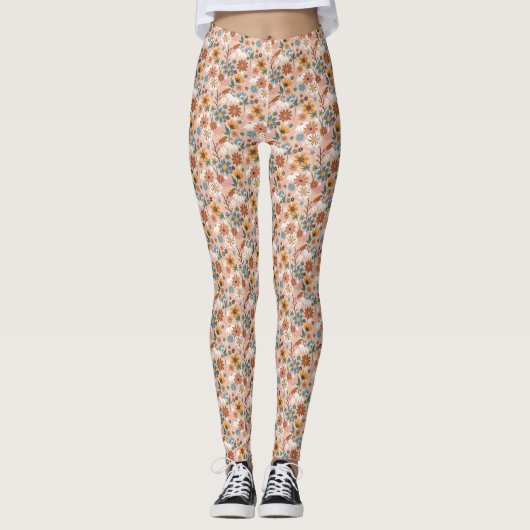 Handgemalt Blumenmuster-23136 Leggings (Vorderseite)