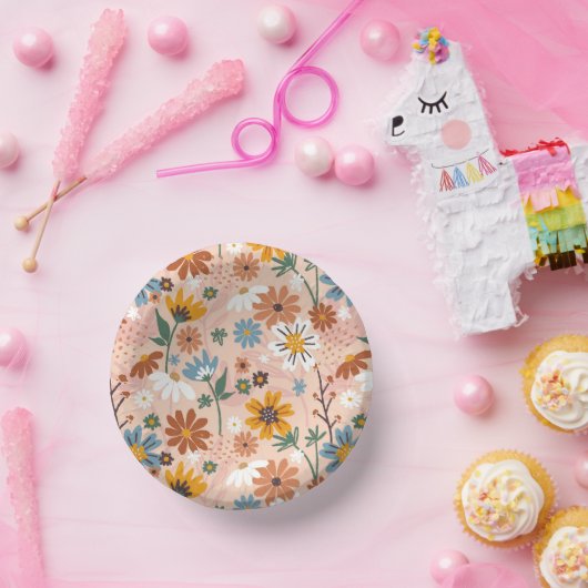 Handgemalt Blumenmuster-23136 Pappteller (Party)