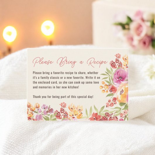 Handgemalt Boho Floral Brautparty Rezept Begleitkarte