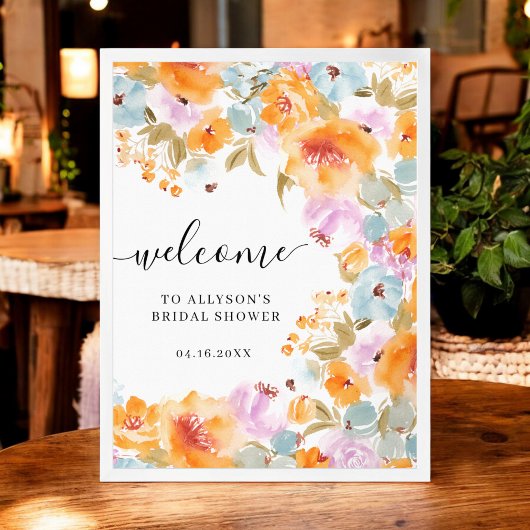 Handgemalt Boho Floral Watercolor-Brautparty Poster