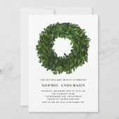 Handgemalt Boxwood Wreath Christmas Baby Brunch Einladung (Vorderseite)
